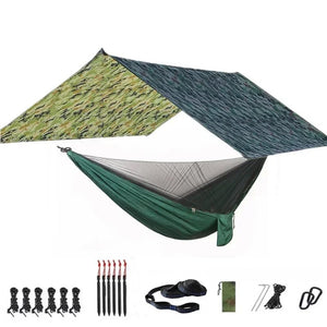 Hamac de couchage en kit 3 en 1 en toile de parachute avec moustiquaire et tarp XL "Dutrieux Outdoor - DL0100010" - Planète Rando