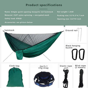 Hamac de couchage en kit 3 en 1 en toile de parachute avec moustiquaire et tarp XL "Dutrieux Outdoor - DL0100010" - Planète Rando