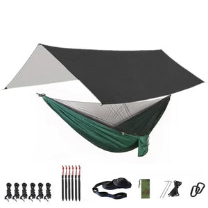 Hamac de couchage en kit 3 en 1 en toile de parachute avec moustiquaire et tarp XL "Dutrieux Outdoor - DL0100010" - Planète Rando