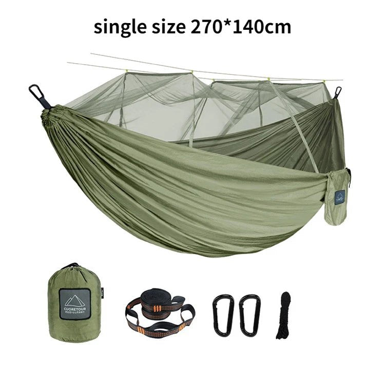 Hamac de couchage suspendu en toile de parachute avec moustiquaire "Cuoretour - Hammock Gear" - Planète Rando