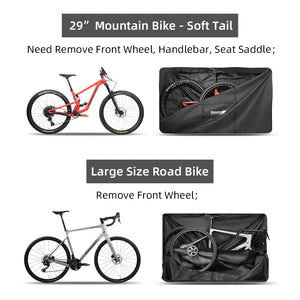 Housse de transport pour vélo grande taille : VTT 29 pouces, vélo tout suspendu, VTC, route 700C et gravel "Rhinowalk - RM291" - Planète Rando