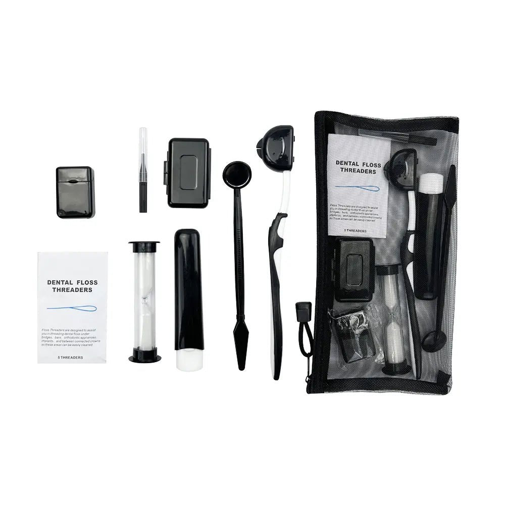 Kit de 8 brosses orthodontiques pour soins dentaires, brosse à dents, fil dentaire, cire, kit de voyage "YOUYA DENTAL - Dental floss Threaders" - Planète Rando