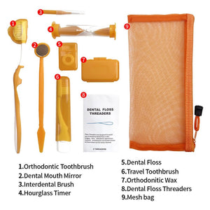 Kit de 8 brosses orthodontiques pour soins dentaires, brosse à dents, fil dentaire, cire, kit de voyage "YOUYA DENTAL - Dental floss Threaders" - Planète Rando
