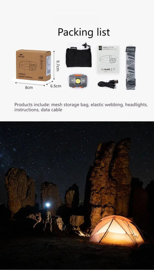 Lampe frontale ultralight LED rechargeable USB IPX4 74g "Naturehike - NH00T002 - D" - Planète Rando