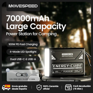 Lampe rechargeable LED pour le camping et la randonnée avec batterie de grande capacité 70 000 mAh "MOVESPEED - Energy cube" - Planète Rando
