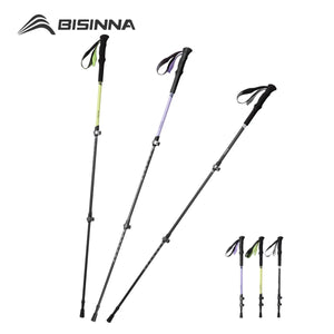 Lot de 2 bâtons de randonnée 3 sections 100% fibres de carbone ultra - léger 335g la paire "BISINNA - DL023" - Planète Rando