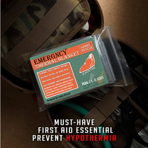 Lot de 4 couvertures thermique d'urgence en Mylar pour les premiers secours "Sanke Rescue - Emergency Thermal Blanket" - Planète Rando