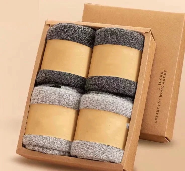 Lot de 4 paires de chaussettes thermiques pour homme en laine mérinos "YIQXLICC - 202411" - Planète Rando