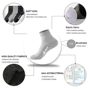 Lot de 5 paires de chaussettes en fibre de bambou pour homme antibactériennes "MiiOW - MQL2B28368" - Planète Rando