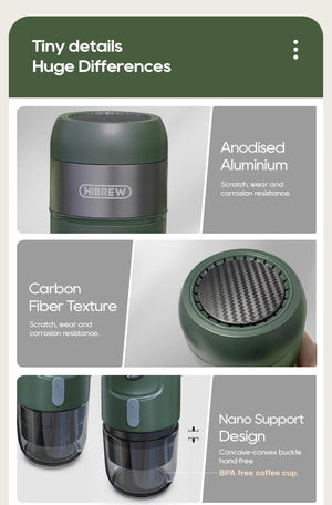 Machine à café expresso portable sans fil compatible avec les capsules Nespresso / Dolce Gusto "HiBREW - H4B" - Planète Rando