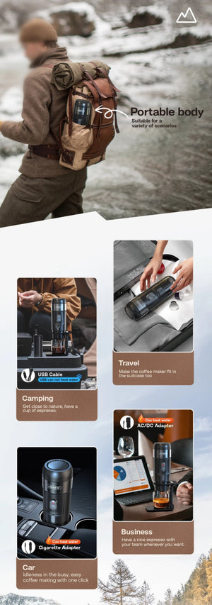 Machine à café portable / cafetière expresso pour camping et van - life DC 12V "Hibrew - H4A" - Planète Rando