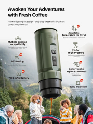 Machine à expresso portable 20 bars de pression et batterie amovible 7500 mAh "HiBREW - H4C series" - Planète Rando