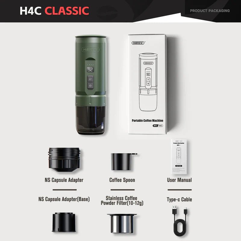 Machine à expresso portable 20 bars de pression et batterie amovible 7500 mAh "HiBREW - H4C series" - Planète Rando