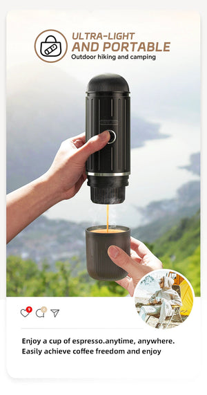 Machine à expresso portable électrique sans fil 19 bars pour le camping, la randonnée et les voyages van - life "Cafelffe - ME2218" - Planète Rando
