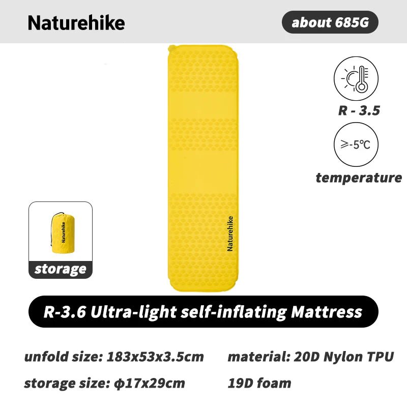 Matelas autogonflant léger R 3.5 à partir de 610g "Naturehike - CNK2550WS033" - Planète Rando