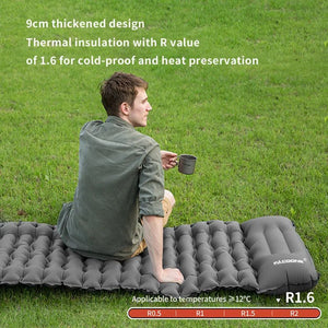 Matelas gonflable avec pompe et oreiller intégré 9cm R - Value 1.6 700g "PACOONE - Ultra pad PA01" - Planète Rando