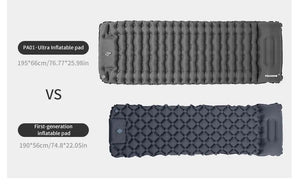 Matelas gonflable avec pompe et oreiller intégré 9cm R - Value 1.6 700g "PACOONE - Ultra pad PA01" - Planète Rando