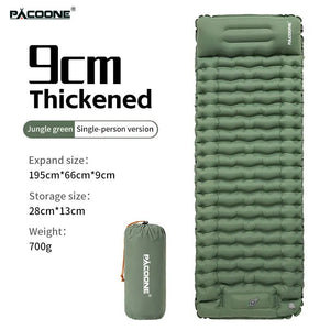 Matelas gonflable avec pompe et oreiller intégré 9cm R - Value 1.6 700g "PACOONE - Ultra pad PA01" - Planète Rando