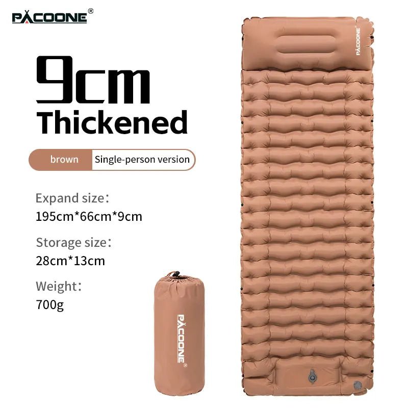 Matelas gonflable avec pompe et oreiller intégré 9cm R - Value 1.6 700g "PACOONE - Ultra pad PA01" - Planète Rando