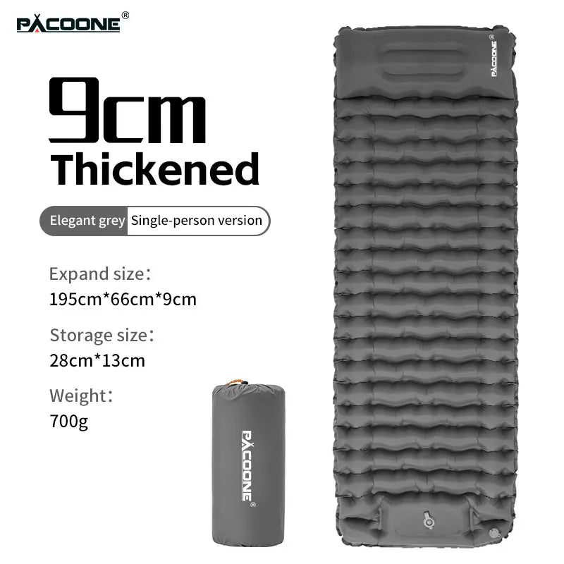 Matelas gonflable avec pompe et oreiller intégré 9cm R - Value 1.6 700g "PACOONE - Ultra pad PA01" - Planète Rando