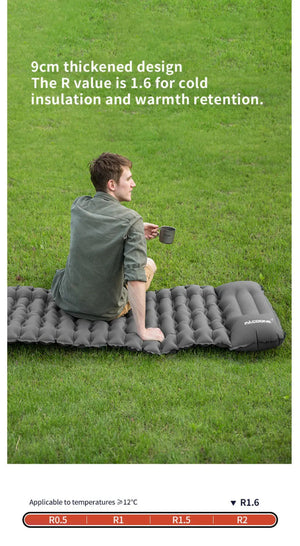 Matelas gonflable avec pompe et oreiller intégré 9cm R - Value 1.6 700g "PACOONE - Ultra pad PA01" - Planète Rando