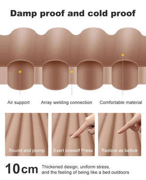 Matelas gonflable confortable 10cm avec oreiller et gonfleur intégré "PACOONE – Sleeping Pad" - Planète Rando