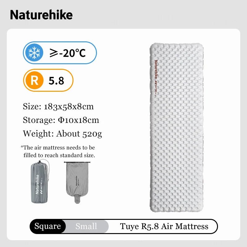 Matelas gonflable de randonnée ultraléger 4 saison à partir de 440g "Naturehike – Inflatable pad R - value 5.8" - Planète Rando