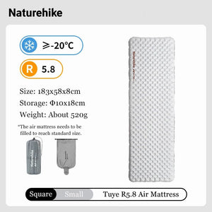 Matelas gonflable de randonnée ultraléger 4 saison à partir de 440g "Naturehike – Inflatable pad R - value 5.8" - Planète Rando