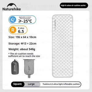 Matelas gonflable de randonnée ultraléger 4 saison à partir de 460g R - value 6.5 "Naturehike – R6.5 Inflatable Mattress" - Planète Rando