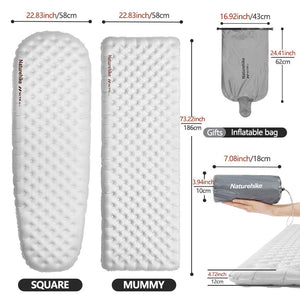 Matelas gonflable de randonnée ultraléger 4 saison à partir de 460g R - value 8.8 "Naturehike – R8.8 Inflatable Mattress" - Planète Rando