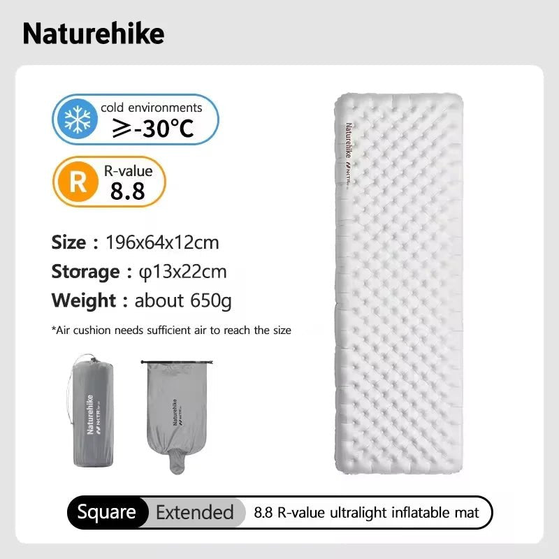Matelas gonflable de randonnée ultraléger 4 saison à partir de 460g R - value 8.8 "Naturehike – R8.8 Inflatable Mattress" - Planète Rando