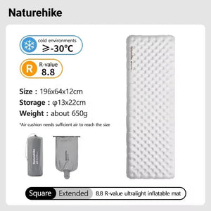 Matelas gonflable de randonnée ultraléger 4 saison à partir de 460g R - value 8.8 "Naturehike – R8.8 Inflatable Mattress" - Planète Rando
