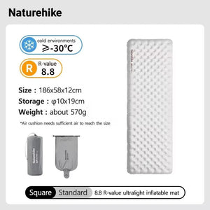 Matelas gonflable de randonnée ultraléger 4 saison à partir de 460g R - value 8.8 "Naturehike – R8.8 Inflatable Mattress" - Planète Rando