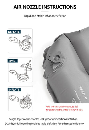 Matelas gonflable léger et confortable 10cm 770g R - Value 7.6 (4 saisons) "Widesea - AM01Y" - Planète Rando