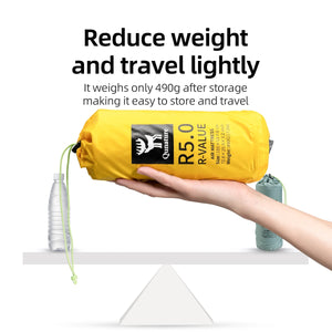 Matelas gonflable ultra - léger pour le bivouac et camping R - Value 5.0 confort - 10°C à partir de 490g "Qunature - 600084" - Planète Rando