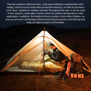 Matelas gonflable ultra - léger pour le bivouac et camping R - Value 5.0 confort - 10°C à partir de 490g "Qunature - 600084" - Planète Rando