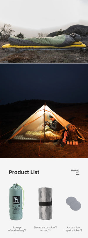 Matelas gonflable ultra - léger pour le bivouac et camping R - Value 5.0 confort - 10°C à partir de 490g "Qunature - 600084" - Planète Rando