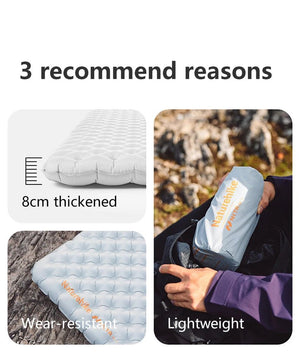 Matelas gonflable ultralight et confortable 8cm 3 saisons pour le bivouac et camping R - value 3.2 jusqu'à - 5°C à partir de 590g "Naturehike - NCTR Air CNK2450WS012" - Planète Rando