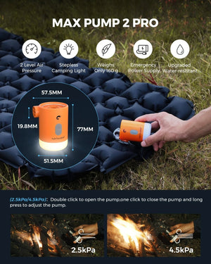 Mini - pompe à air / gonfleur portable 4 en 1 avec éclairage LED USB "FLEXTAILGEAR - Max Pump 2 Pro" - Planète Rando