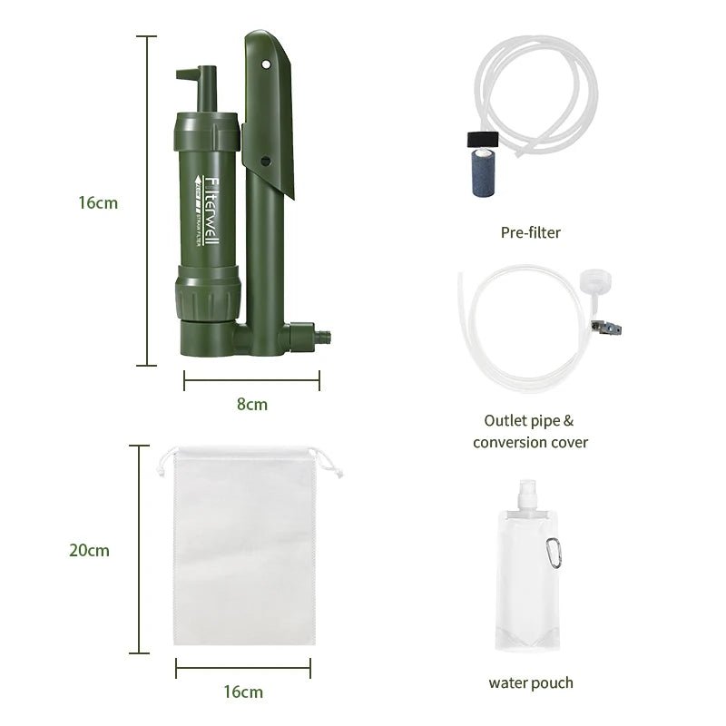 Mini - pompe filtrante à main, filtre à eau pour le camping et bivouac "Filterwell - JY - SYUF - 03" - Planète Rando