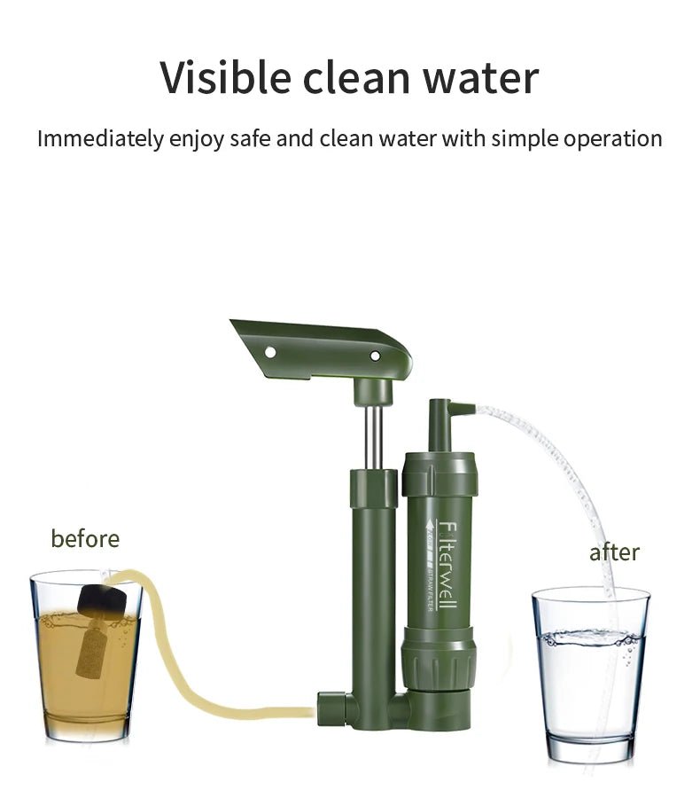 Mini - pompe filtrante à main, filtre à eau pour le camping et bivouac "Filterwell - JY - SYUF - 03" - Planète Rando