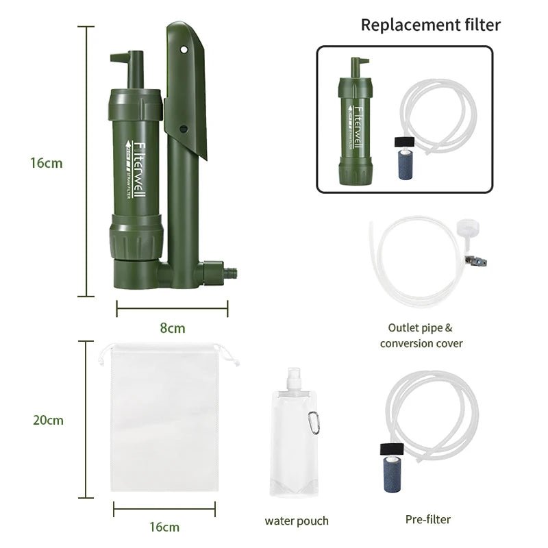 Mini - pompe filtrante à main, filtre à eau pour le camping et bivouac "Filterwell - JY - SYUF - 03" - Planète Rando