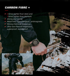 Montre numérique en fibre de carbone pour homme étanche à 50m 49g "NORTH EDGE - ALPS" - Planète Rando