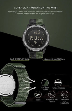 Montre numérique en fibre de carbone pour homme étanche à 50m 49g "NORTH EDGE - ALPS" - Planète Rando