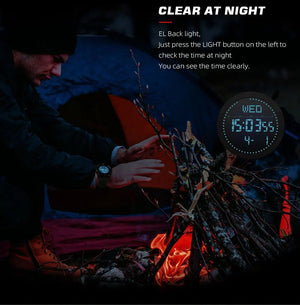 Montre numérique en fibre de carbone pour homme étanche à 50m 49g "NORTH EDGE - ALPS" - Planète Rando