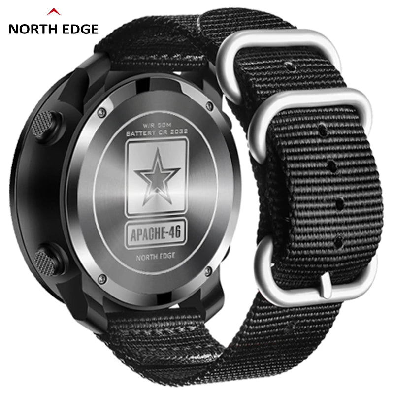 Montre numérique pour la randonnée et l'outdoor avec altimètre baromètre boussole WR50M "NORTH EDGE - APACHE 46" - Planète Rando