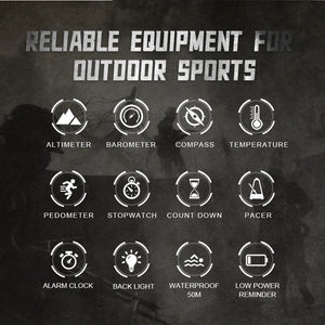 Montre numérique pour la randonnée et l'outdoor avec altimètre baromètre boussole WR50M "NORTH EDGE - APACHE 46" - Planète Rando