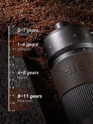 Moulin à café manuel avec 11 niveaux de réglage en aluminium, capacité de 22g '"HiBREW - Grinder G4B" - Planète Rando