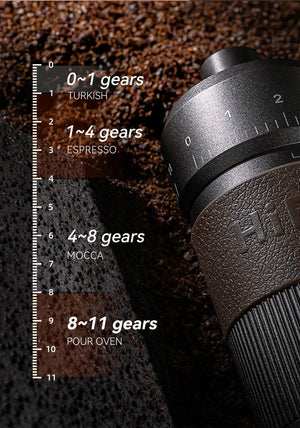 Moulin à café manuel avec 11 niveaux de réglage en aluminium, capacité de 22g '"HiBREW - Grinder G4B" - Planète Rando