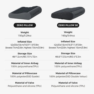 Oreiller gonflable ergonomique avec contour du cou 160g "FLEXTAILGEAR - Zero Pillow SE" - Planète Rando